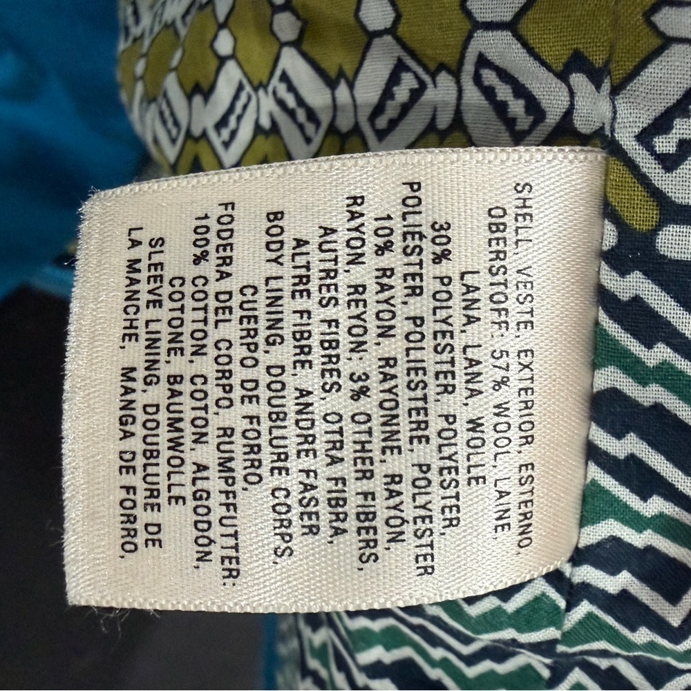 Anthropologie Elevenses Teal Coat Ribbed Collar Belt Wool Blend Boho - Picture 13 of 15